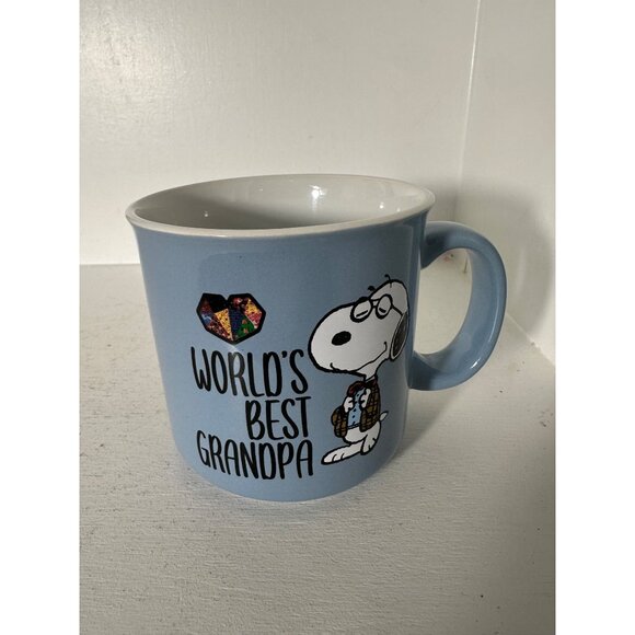 Snoopy Worlds Best Grandpa Blue Ceramic Mug - Picture 2 of 5